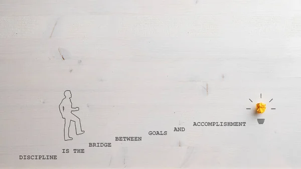 Saying Discipline Bridge Goals Accomplishment Written Form Steps Silhouetted Man — Stock Photo, Image