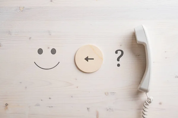 Customer Service Support Conceptual Image Landline Telephone Handset Next Question — Stock Photo, Image