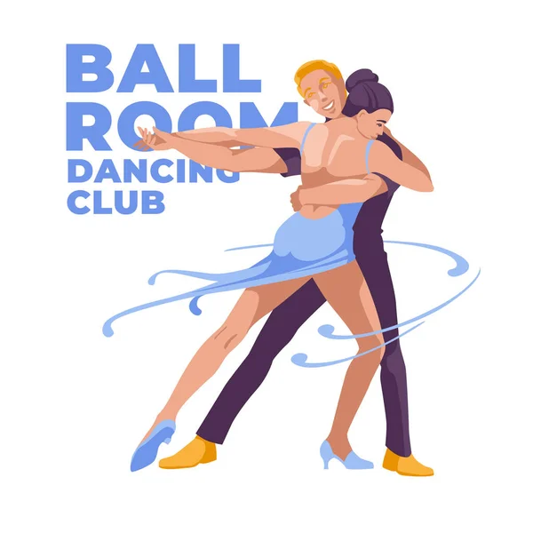 Pareja Joven Bailando Baile Salón Juntos Publicidad — Vector de stock