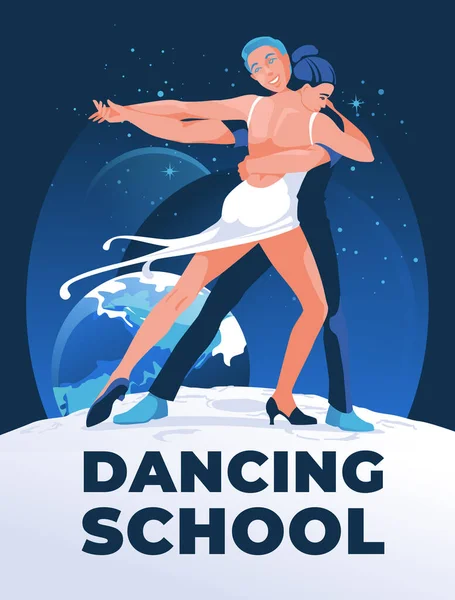 Joven Pareja Bailando Baile Salón Juntos Contra Espalda — Vector de stock