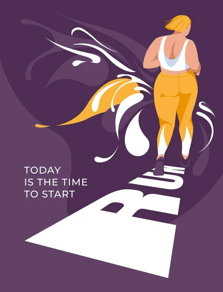 Jogging Réalisation Affiches Sport Mode Vie Sain Une Fille Taille — Image vectorielle