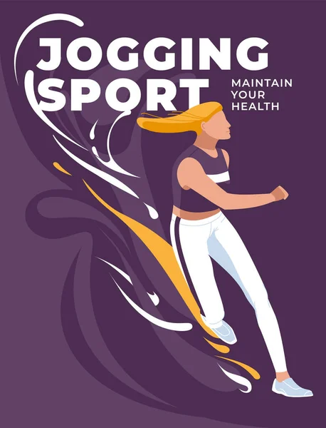 Jogging Réalisation Affiches Sport Mode Vie Sain Fille Sur Fond — Image vectorielle