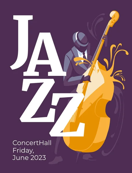 Jazz Musica Classica Evento Poster Design Concept Musicista Violoncellista Tra — Vettoriale Stock