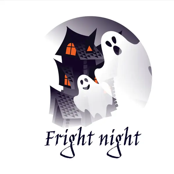 Rumah Hantu Gelap Yang Terbengkalai Kartu Pos Halloween Poster Kartu - Stok Vektor