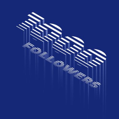 100 abone. Sosyal ağlara teşekkür ediyorum. Mavi arka planda üç boyutlu metin. Kare düz vektör illüstrasyonu