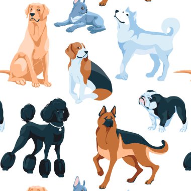 Köpek deseni. Düz vektör illüstrasyonu