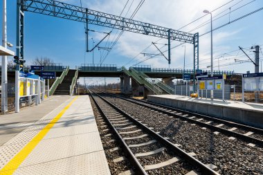 Zawiercie, Poland - March 2022: Platform of secondary railway station Zawiercie Borowe Pole