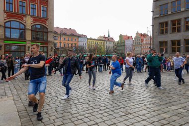 Wroclaw, Poland - April 2022: Rueda de Casino open event at market square