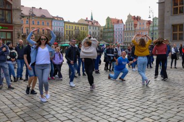 Wroclaw, Poland - April 2022: Rueda de Casino open event at market square