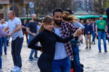 Wroclaw, Poland - April 2022: Rueda de Casino open event at market square