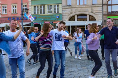 Wroclaw, Poland - April 2022: Rueda de Casino open event at market square