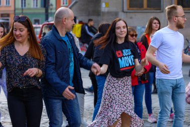 Wroclaw, Poland - April 2022: Rueda de Casino open event at market square