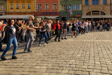 Wroclaw, Poland - April 2022: Rueda de Casino open event at market square