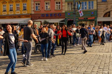 Wroclaw, Poland - April 2022: Rueda de Casino open event at market square