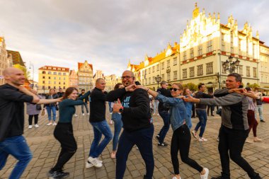 Wroclaw, Poland - April 2022: Rueda de Casino open event at market square