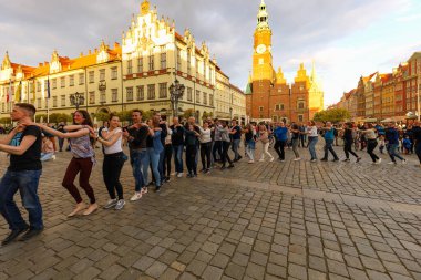 Wroclaw, Poland - April 2022: Rueda de Casino open event at market square