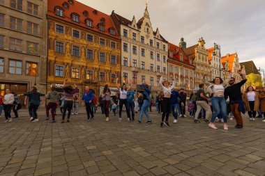 Wroclaw, Poland - April 2022: Rueda de Casino open event at market square