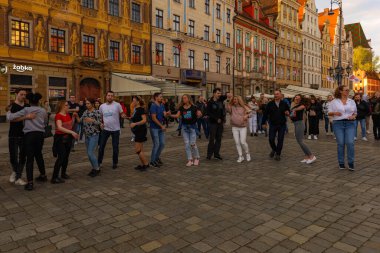 Wroclaw, Poland - April 2022: Rueda de Casino open event at market square