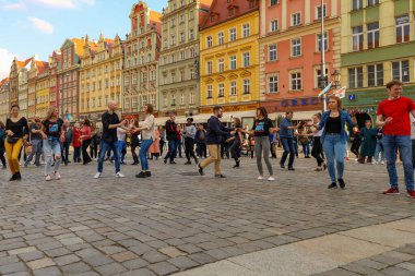 Wroclaw, Poland - April 2022: Rueda de Casino open event at market square