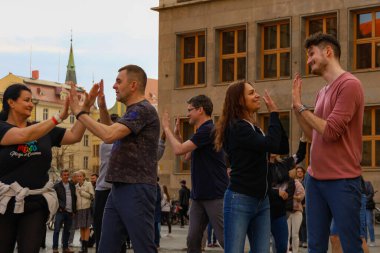 Wroclaw, Poland - April 2022: Rueda de Casino open event at market square