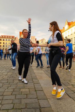 Wroclaw, Poland - April 2022: Rueda de Casino open event at market square