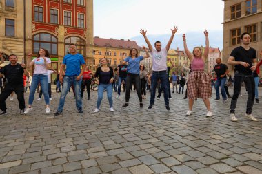 Wroclaw, Poland - April 2022: Rueda de Casino open event at market square