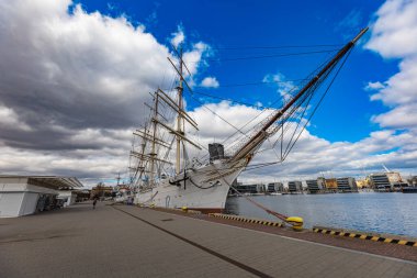 Gdynia, Poland - April 2022: Big three-masted sailing ship 