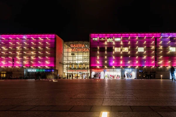 Krakau Polen März 2023 Schöne Und Bunt Leuchtende Fassade Des lizenzfreie Stockbilder