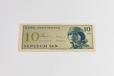 Eski Endonezya banknotu. 1964 'ten 10 Sen. 
