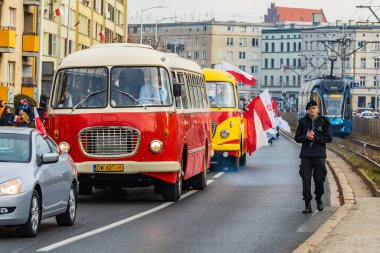 Wroclaw, Poland - November 11 2023: Beautiful and colorful Joyful Independence Parade which walked through Wroclaw city streets at 11 of November clipart