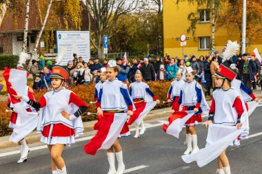 Wroclaw, Polonya - 11 Kasım 2023: 11 Kasım 'da Wroclaw şehir sokaklarında yürüyen güzel ve renkli Bağımsızlık Yürüyüşü