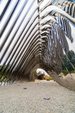 Wroclaw, Polonya - 3 Temmuz 2024: Wrocaw 'daki Daliowa Adası' nda Oskar Zieba 'nın NAWA Heykeli