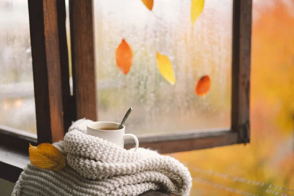 Sweet Home Still Life Details Home Wooden Window Sweater Hot Royalty Free Stock Photos