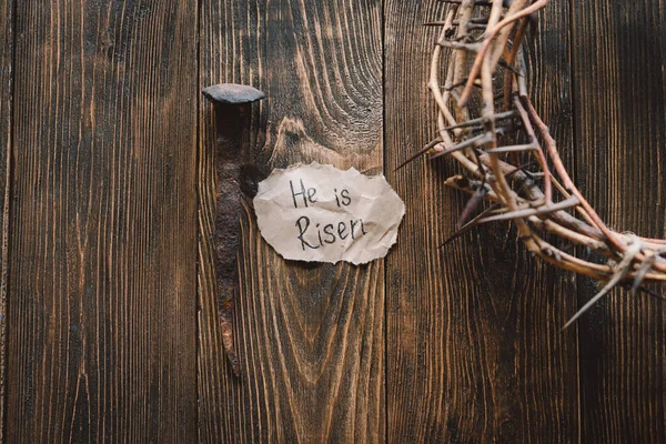 Dia Adalah Risen Jesus Crown Thorns Dan Kuku Dan Salib — Stok Foto