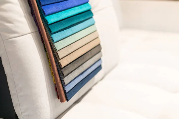 Catálogo Tejidos Catálogo Muestras Tela Multicolor Fondo Industria Textil Tejido — Foto de Stock