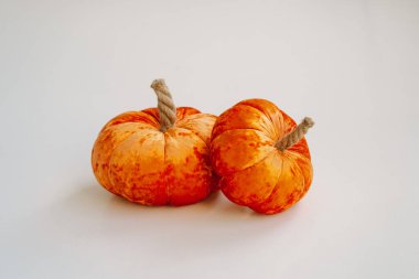 Turuncu dekoratif balkabakları kumaştan yapılır. Sonbahar mevsimi