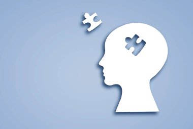 Bilmeceli beyin, otizm, hafıza kaybı, bunama ve alzheimer farkındalığı, dünya akıl sağlığı günü konsepti