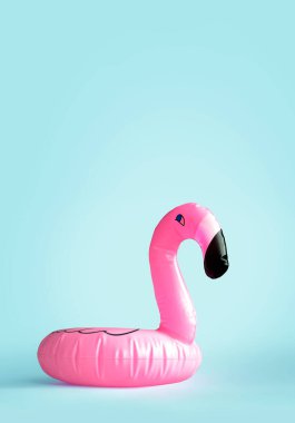 Mavi arkaplanda pembe flamingo yüzük