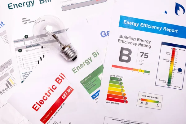Home or family house energy consumption class label concept