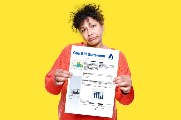 Worried Black Woman Holding Expensive Energy Bill Isolated Stock Kép