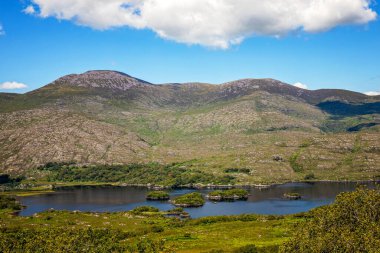 İrlanda 'daki Killarney Ulusal Parkı' nın manzarası. Ünlü Bayan Manzarası, Kerry Halkası, İrlanda 'nın en iyi panoramalarından biri.