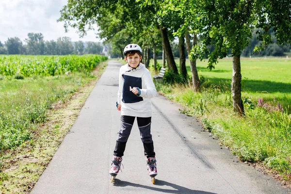 Active School Boy Skating Summer Park Healthy Lifestyle Children Happy — Stock Photo, Image
