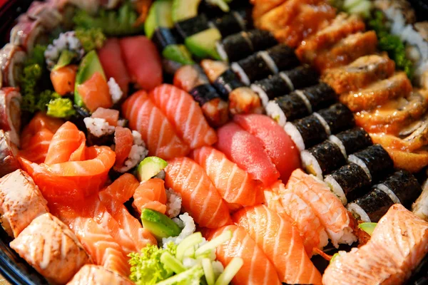 Assorted Sushi Nigiri Maki Big Set Slate Variety Japanese Sushi — Stock Photo, Image