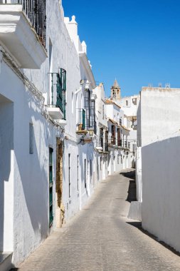 Vejer de la Frontera 'nın güzel sokakları, İspanya, Endülüs bölgesi, Costa de la Luz, Cadiz bölgesi, Beyaz Towns, İber Yarımadası, Eski kasaba. Ruta de los Pueblos Blancos.
