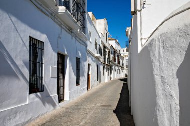 Vejer de la Frontera 'nın güzel sokakları, İspanya, Endülüs bölgesi, Costa de la Luz, Cadiz bölgesi, Beyaz Towns, İber Yarımadası, Eski kasaba. Ruta de los Pueblos Blancos.