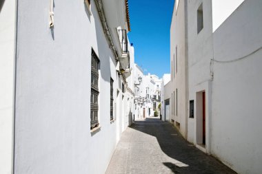 Vejer de la Frontera 'nın güzel sokakları, İspanya, Endülüs bölgesi, Costa de la Luz, Cadiz bölgesi, Beyaz Towns, İber Yarımadası, Eski kasaba. Ruta de los Pueblos Blancos.