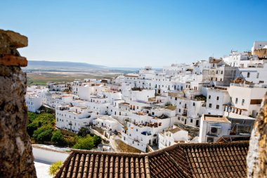 Beautiful view on Vejer de la Frontera, Spain, Andalusia region, Costa de la Luz, Cadiz district, White Towns, Iberian Peninsula, Old town. Ruta de los Pueblos Blancos. clipart