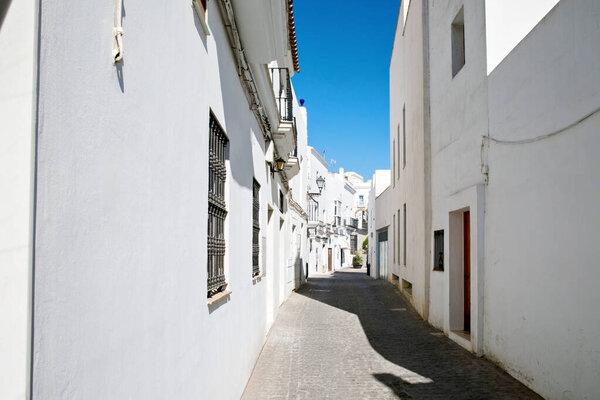 Beautiful streets of Vejer de la Frontera, Spain, Andalusia region, Costa de la Luz, Cadiz district, White Towns, Iberian Peninsula, Old town. Ruta de los Pueblos Blancos.