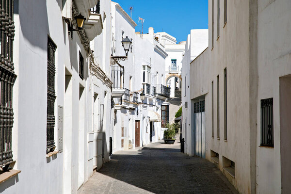 Beautiful streets of Vejer de la Frontera, Spain, Andalusia region, Costa de la Luz, Cadiz district, White Towns, Iberian Peninsula, Old town. Ruta de los Pueblos Blancos.