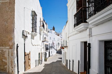 Vejer de la Frontera 'nın güzel sokakları, İspanya, Endülüs bölgesi, Costa de la Luz, Cadiz bölgesi, Beyaz Towns, İber Yarımadası, Eski kasaba. Ruta de los Pueblos Blancos.
